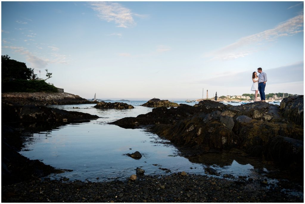 Boston sunset engagement photos in Marblehead, MA