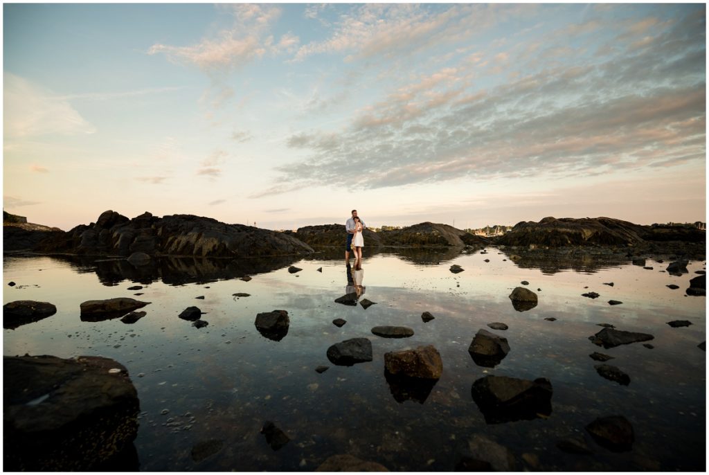 Sunset engagement photos on the ocean