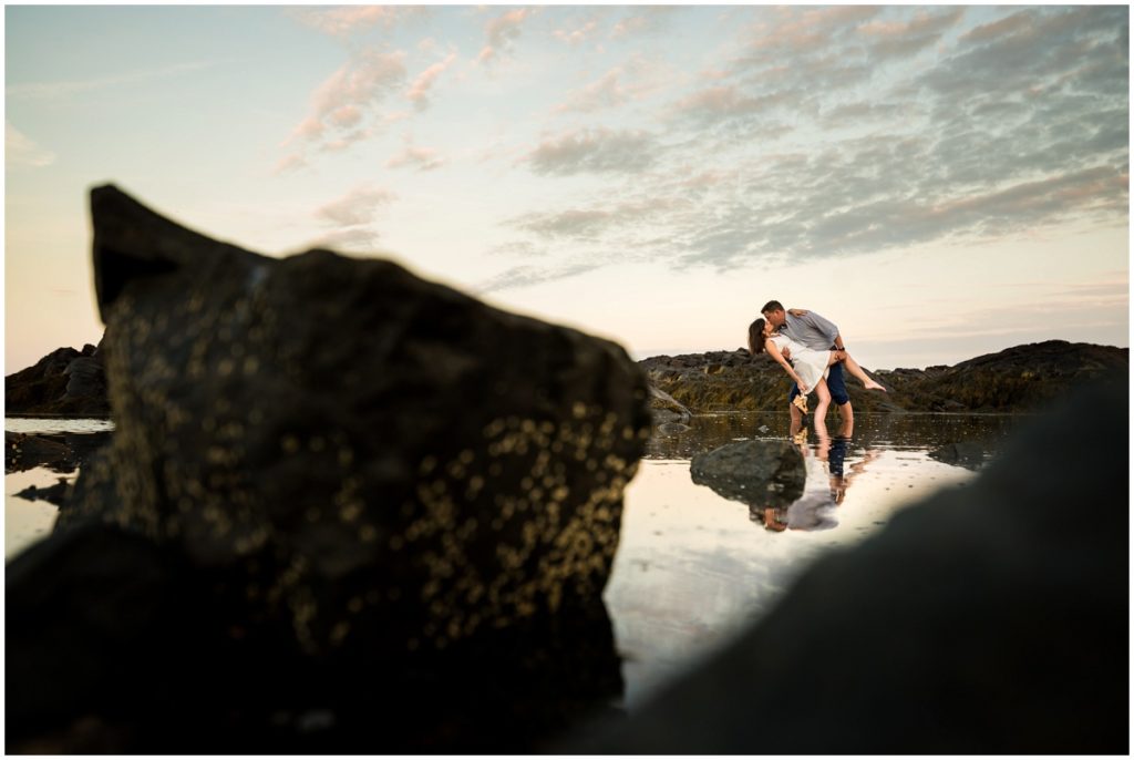 Sunset on the rocks in Marblehead, MA