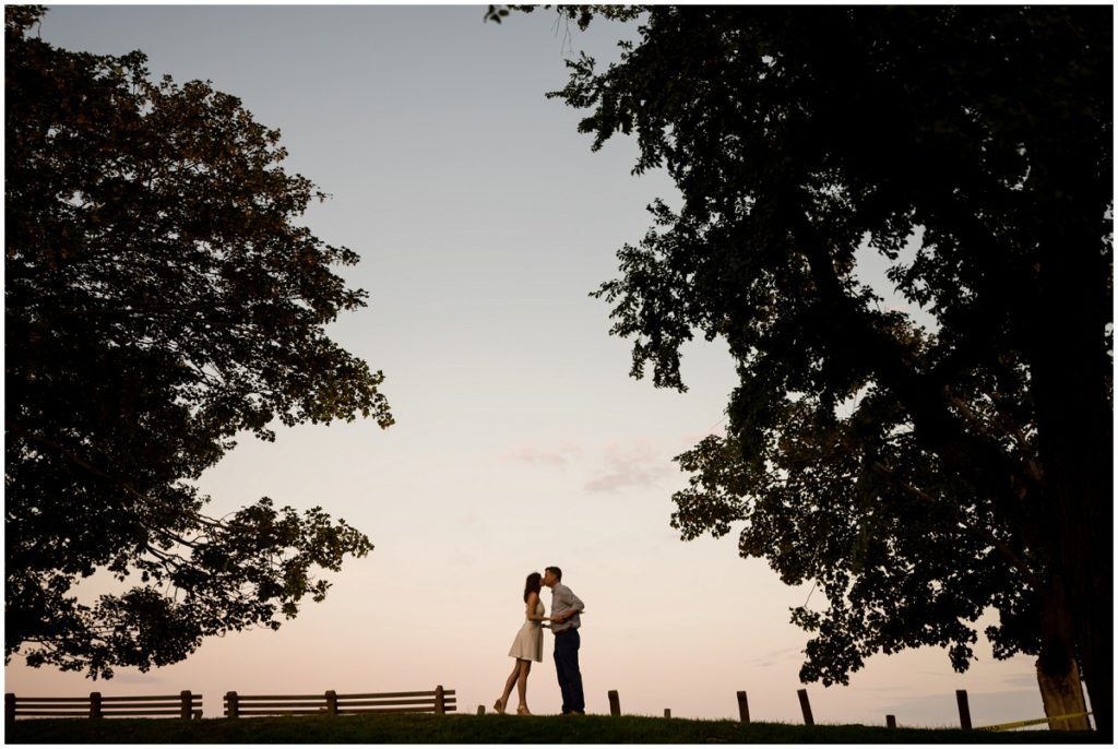 Sunset in Marblehead during engagement session