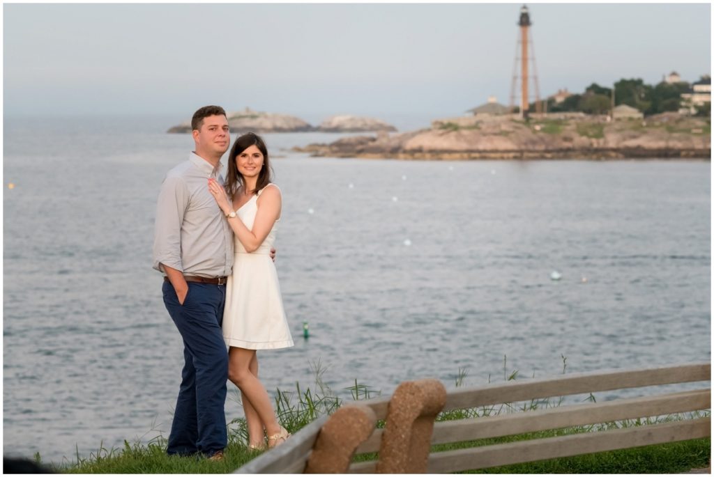 Classic couple portrait taken during engagement session in Marblehead, MA