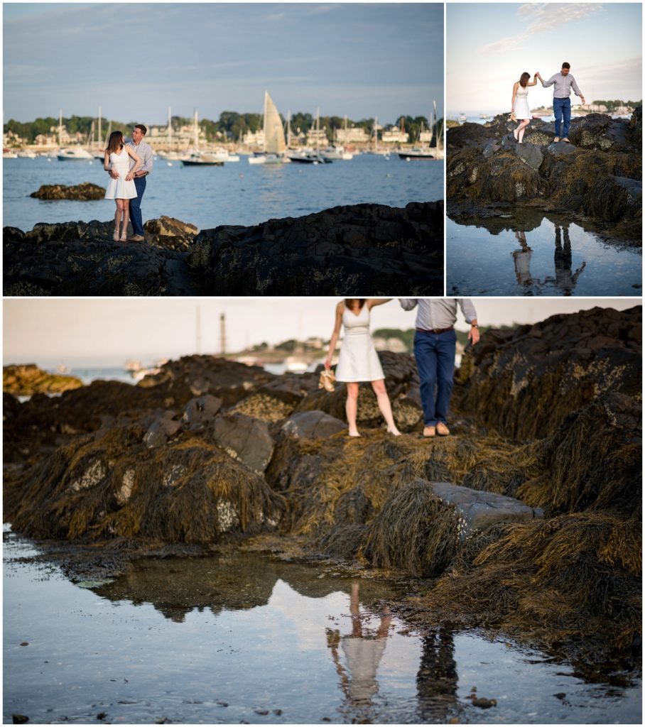 Boats coming into the harbor during sunset in Marblehead, MA