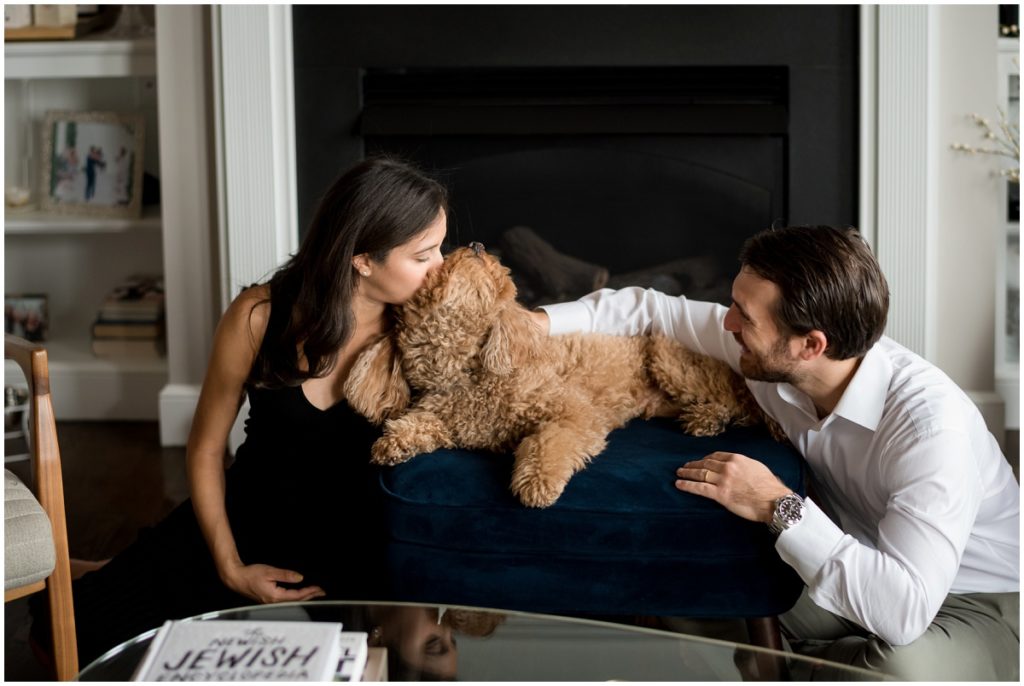 kisses for dog mama at home maternity session