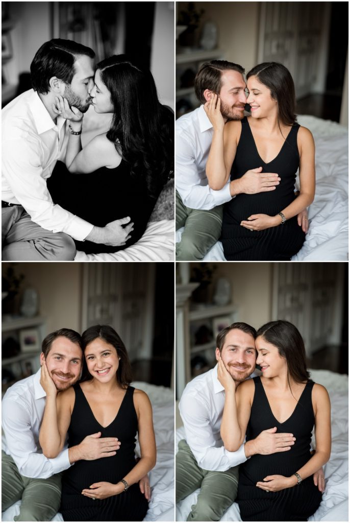 couple holding belly during maternity photography