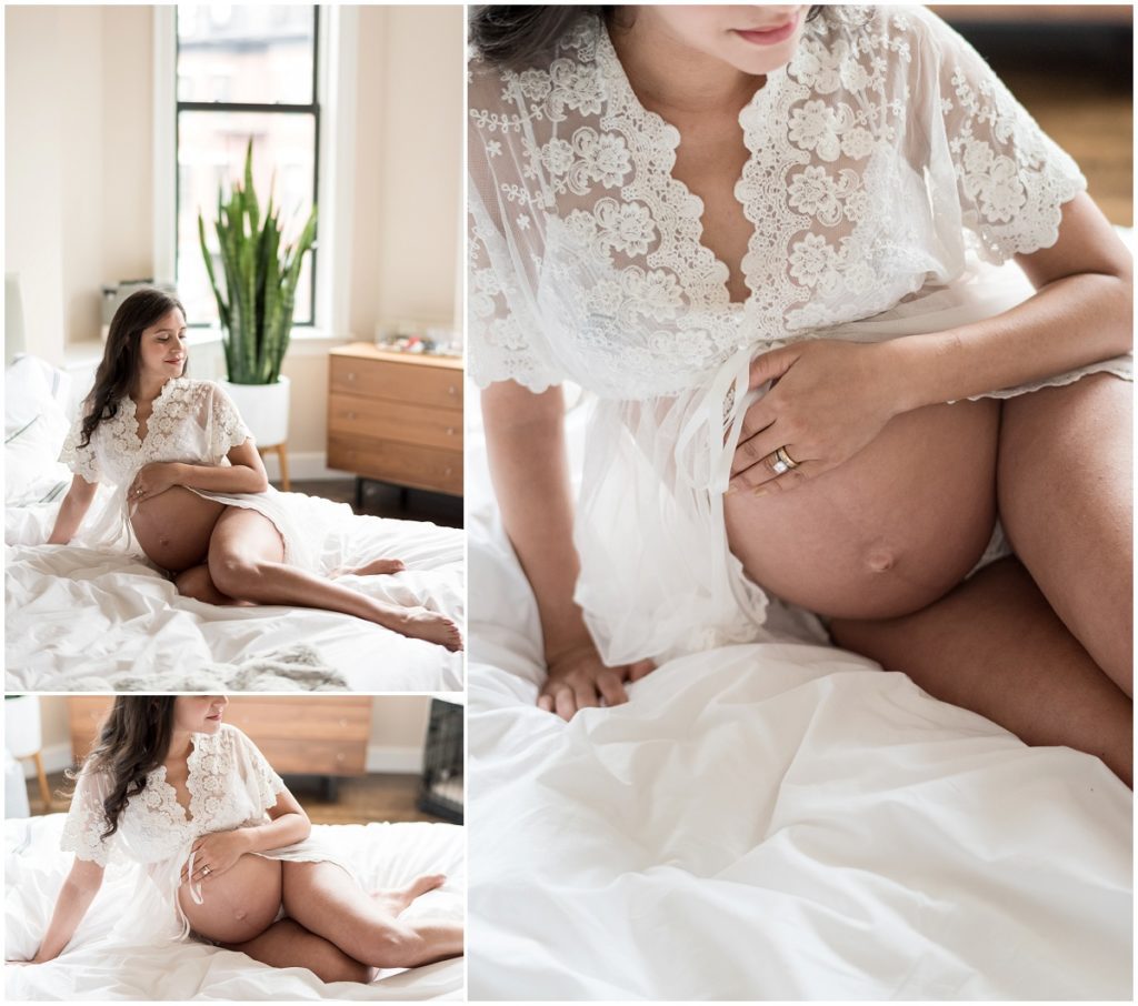 maternity boudoir photography close up of tummy
