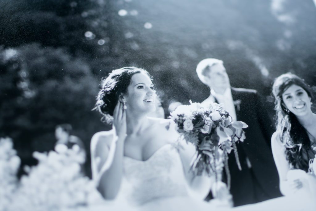 black and white image of a bride on archival print paper for wedding album