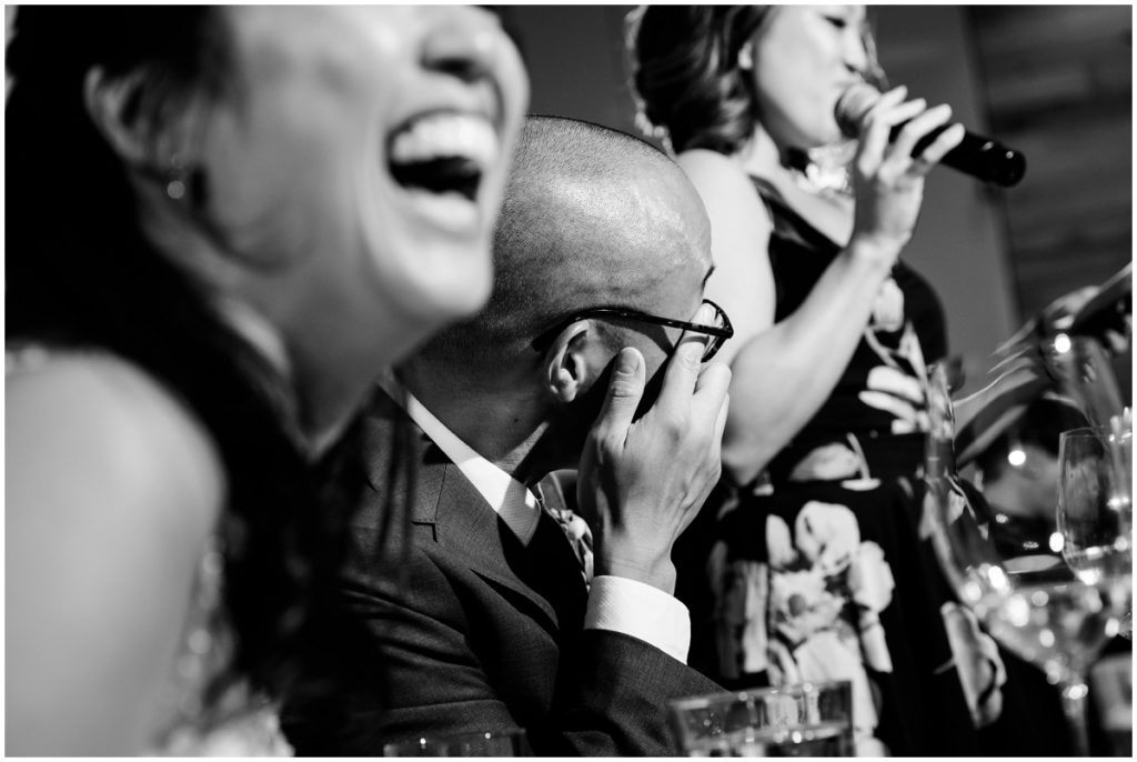 speeches during reception at catalyst restaurant wedding