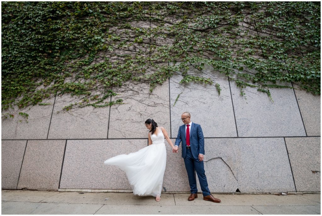 bride and groom urban wedding cambridge boston wedding