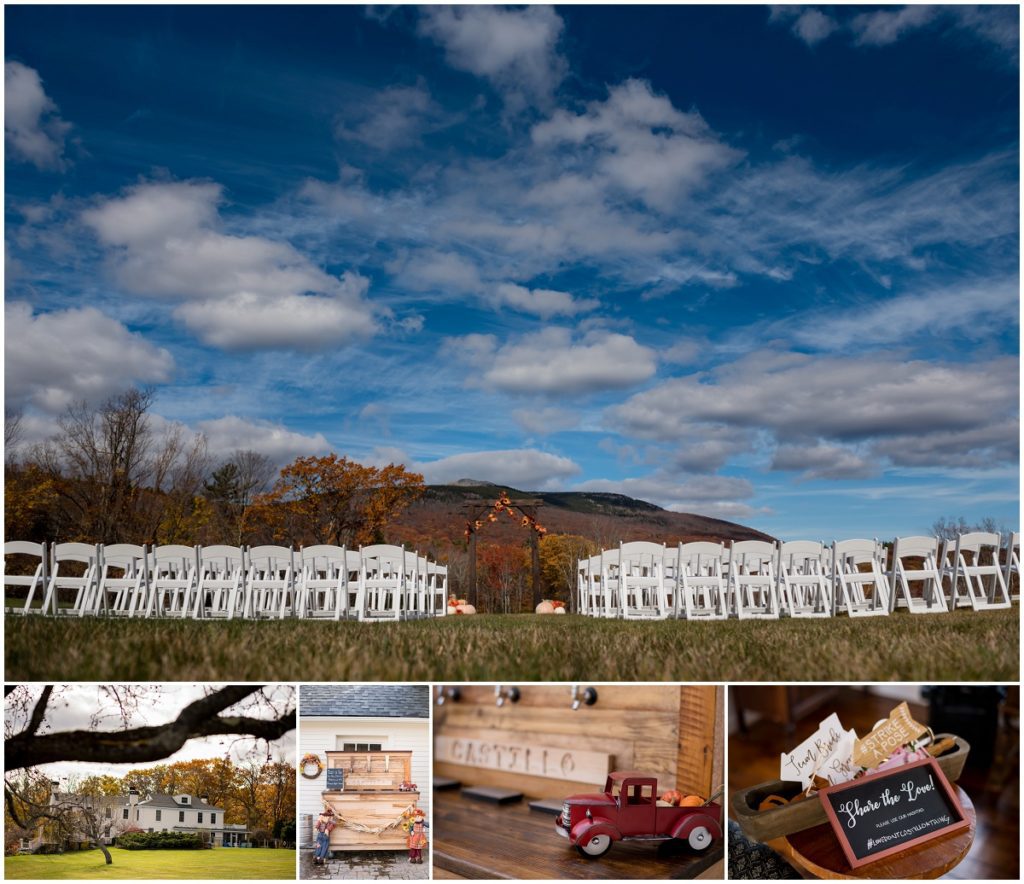 Ceremony outdoor space with mountain views in NH fall colours