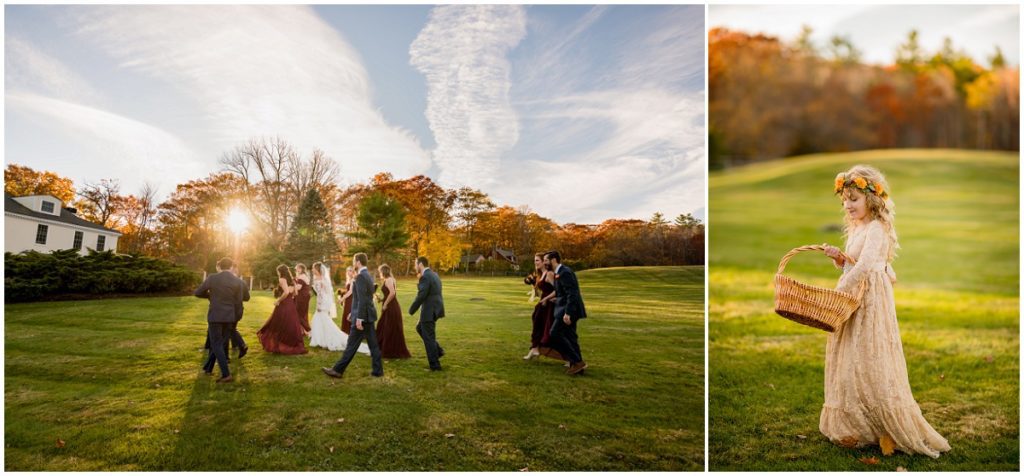 The recessional after wedding during fall 2019