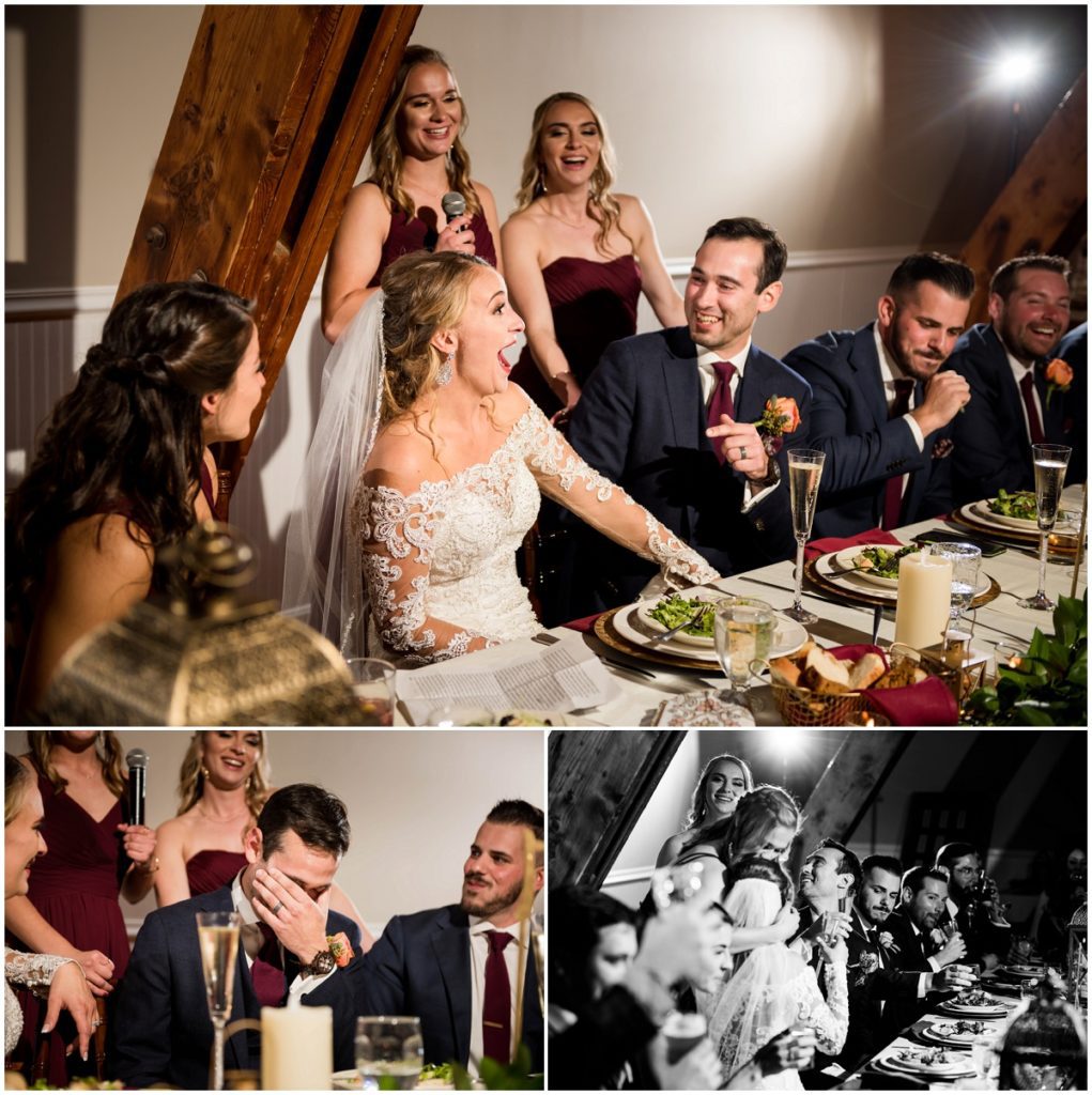Groom's sisters and their speech with reactions during reception
