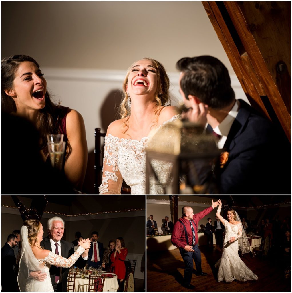 Bride and father dance with reactions