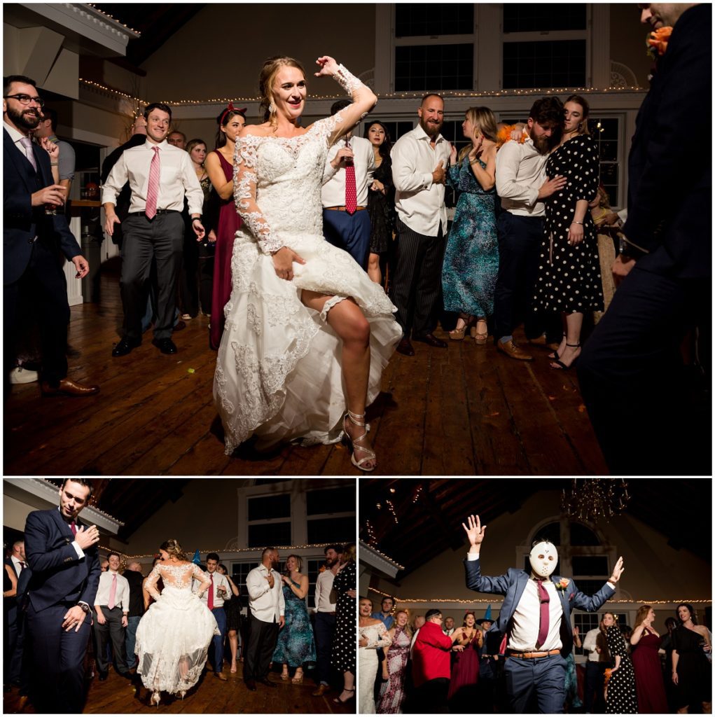 Dancing during wedding reception in barn wedding in NH
