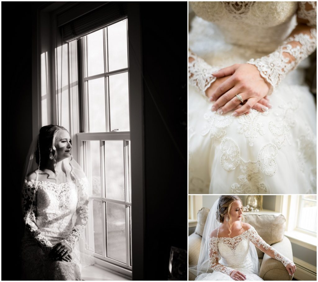 Bridal portraits of the bride. Black and white portrait