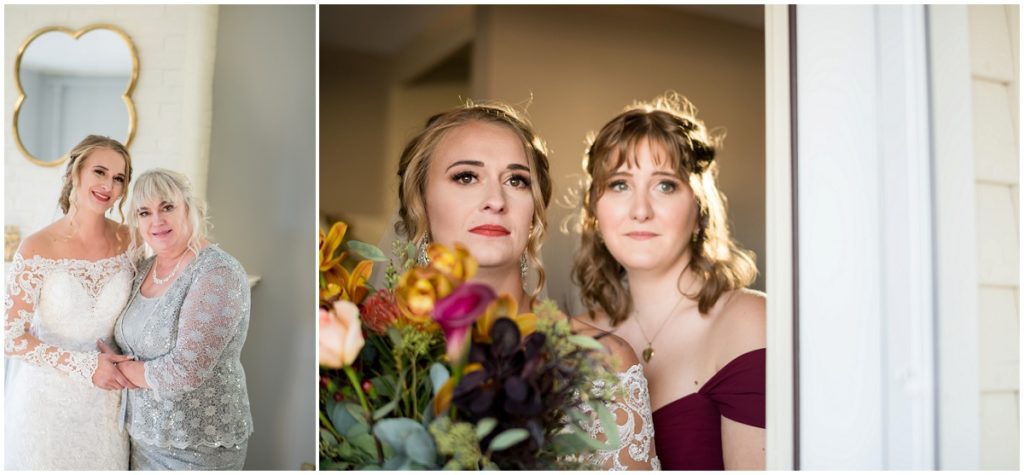 Bride waiting to walk down the aisle with her maid of honour