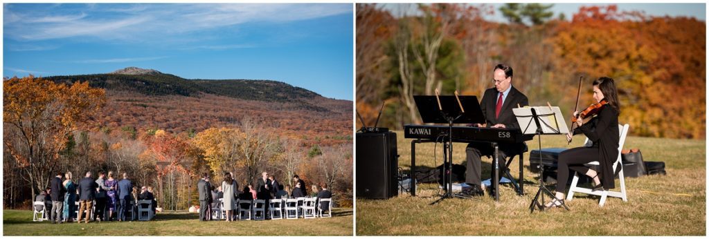 Ceremony outdoor space with mountain views in NH fall colours