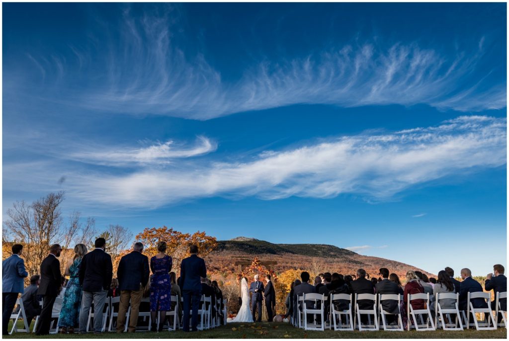 Outdoor ceremony view of mountains in NH