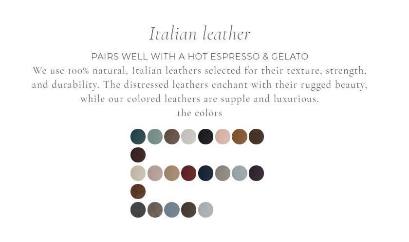 Italian leather colour options