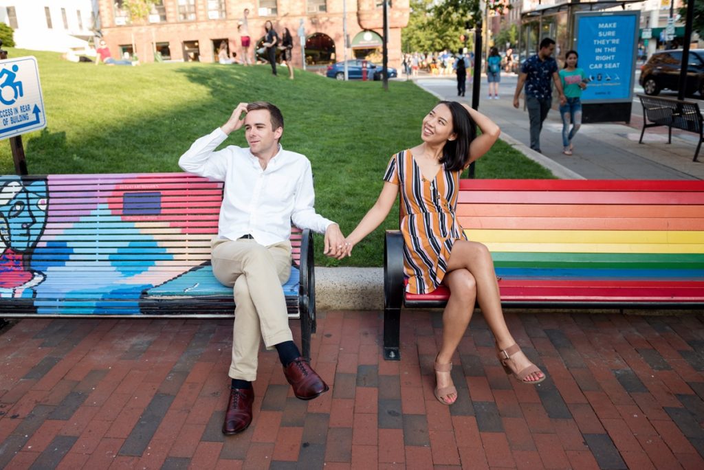 Goofing around during fun engagement session idea