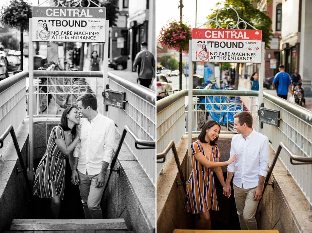 Central Square T stop engagement session