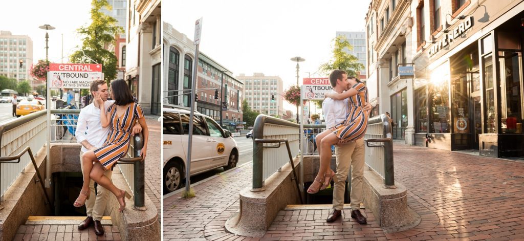 Central Square T stop engagement session