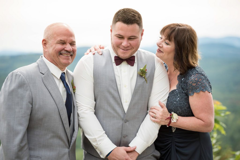 Formal family photos during wedding informal
