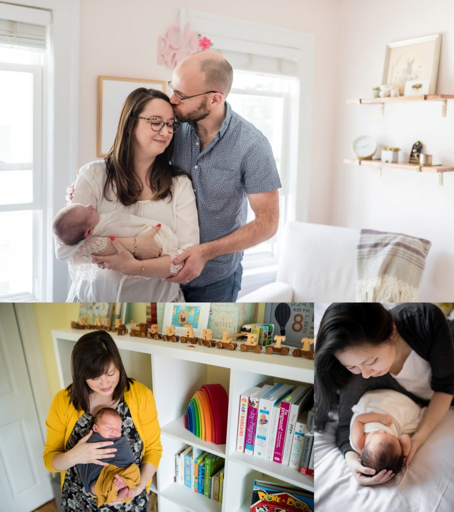 Newborn session at home lifestyle photography Boston