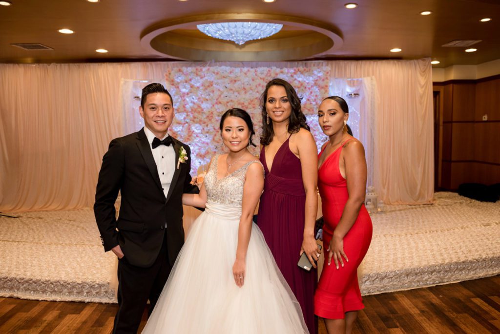 Formal family photos during wedding during reception
