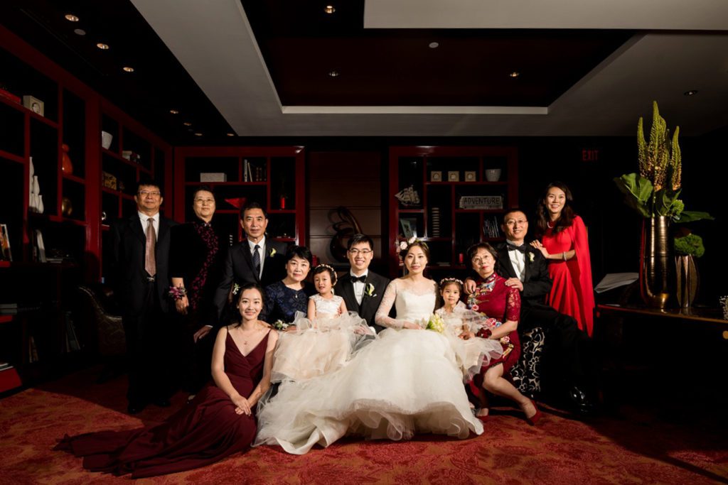 Formal family photos during wedding at hotel
