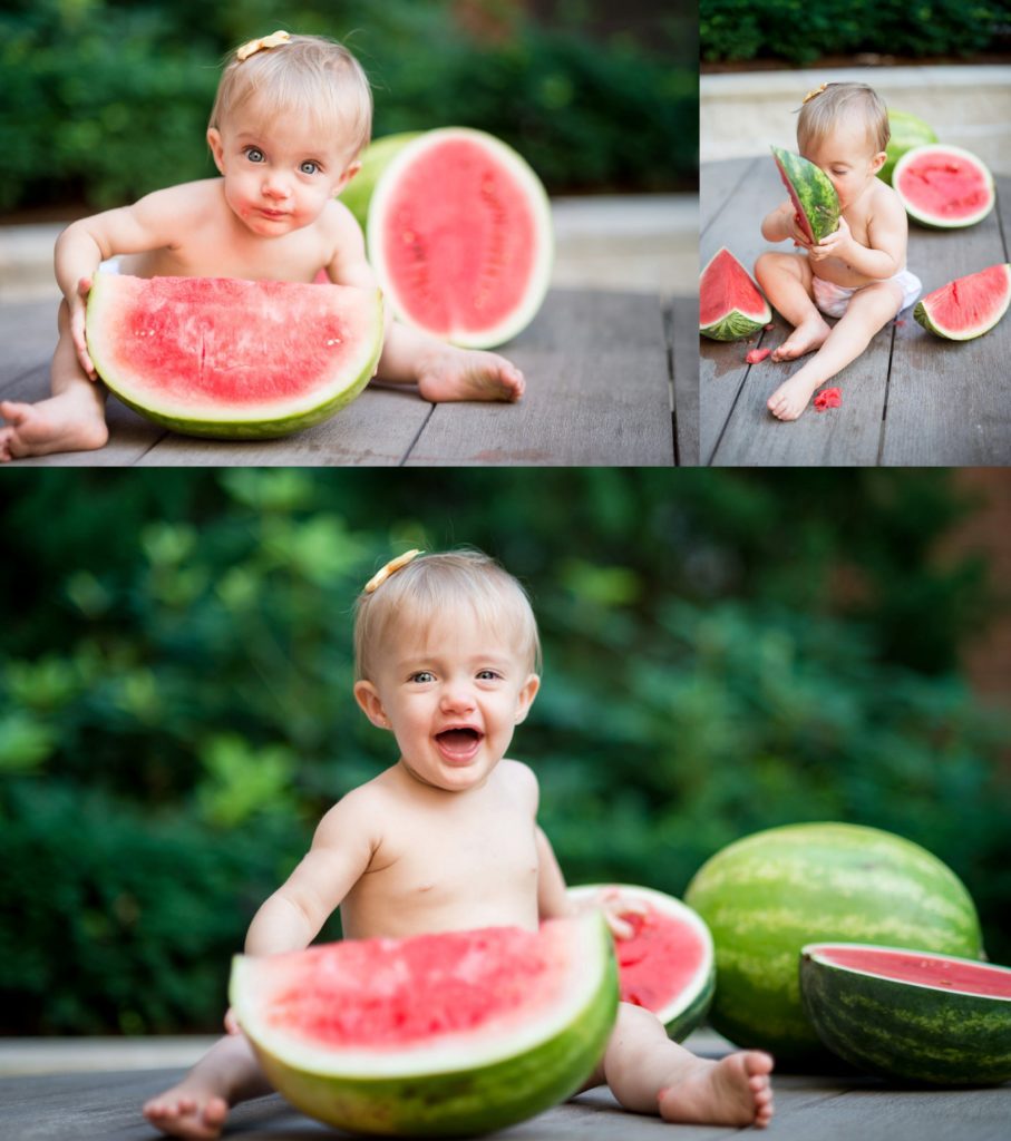 1 year old baby eating watermelon