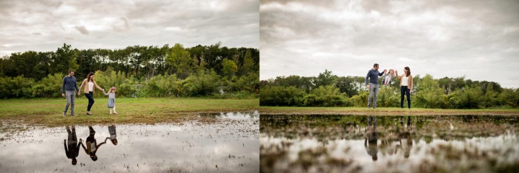 Family session just after the rain with puddles