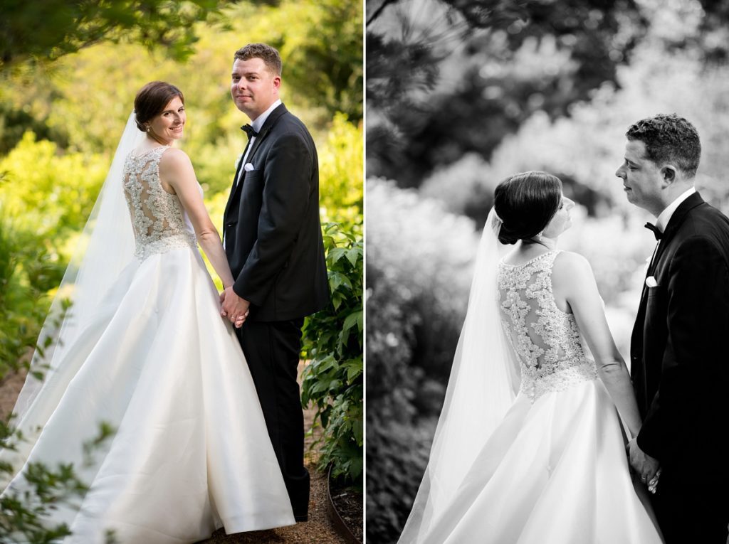 Couple portraits in the garden at the Estate at Moraine Farm