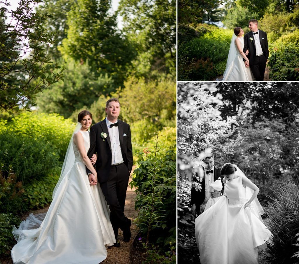 Couple portraits in the garden at the Estate at Moraine Farm