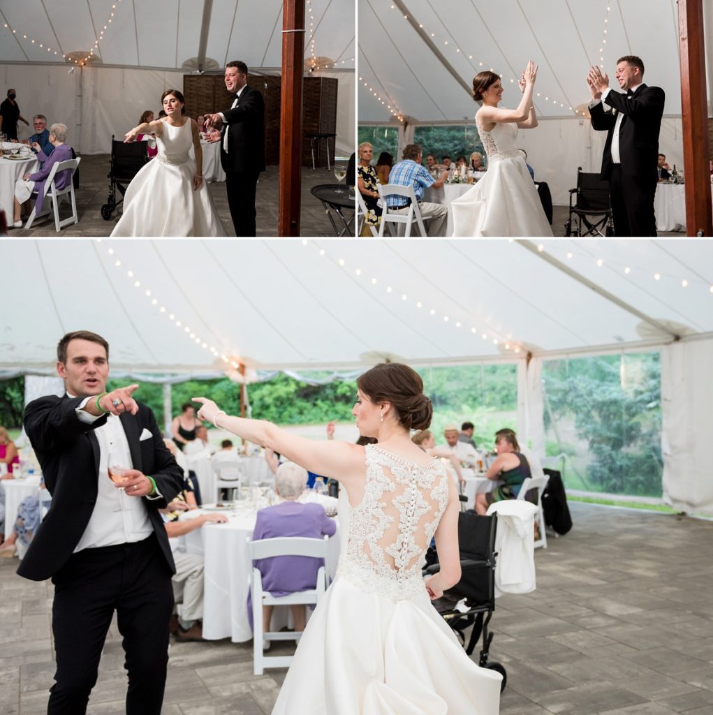 Dance floor photos during wedding reception