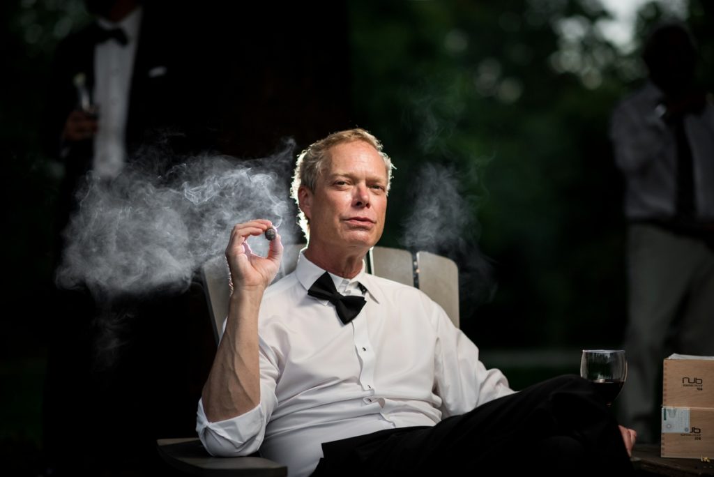 Cigar bar with father of the groom