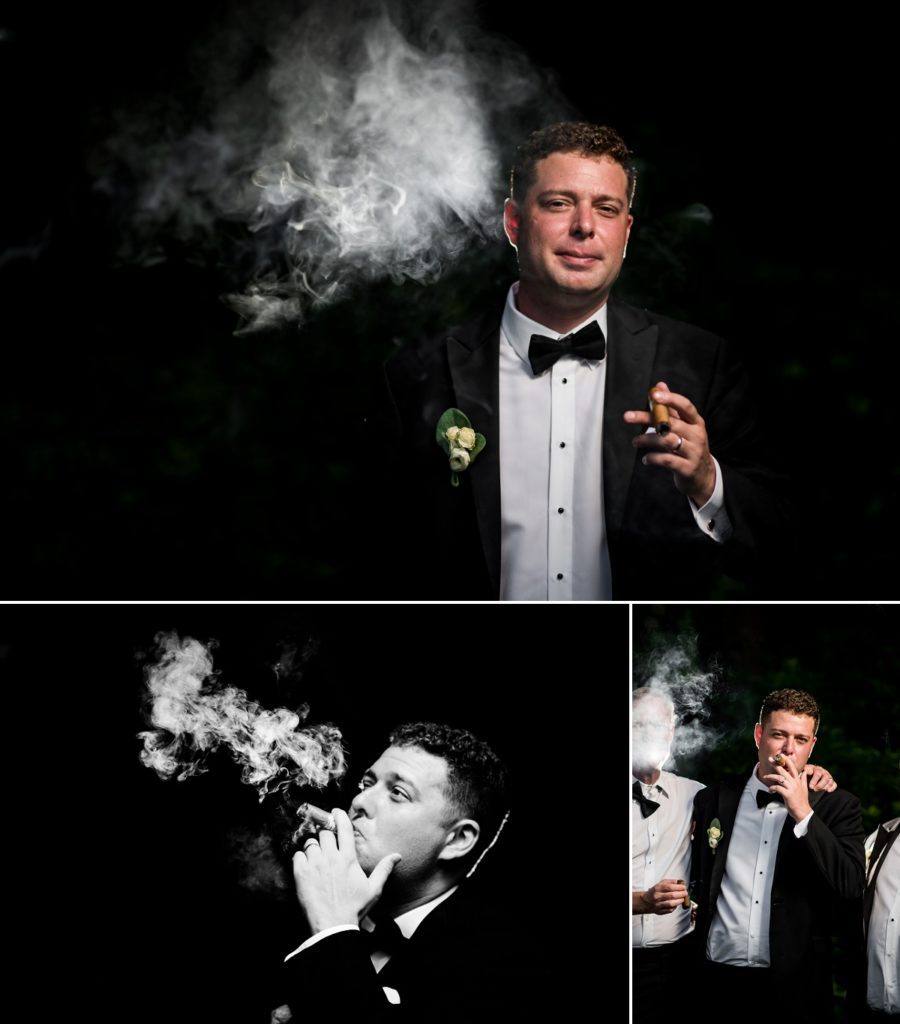 Groom portraits with cigar