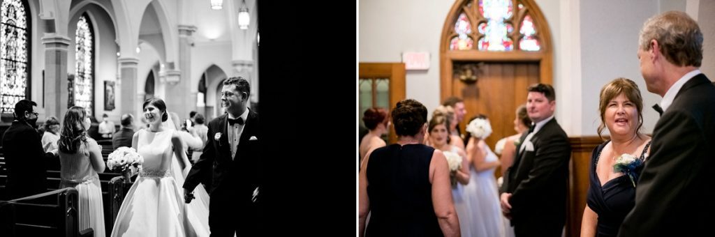 Bride and Groom exiting the church after the wedding