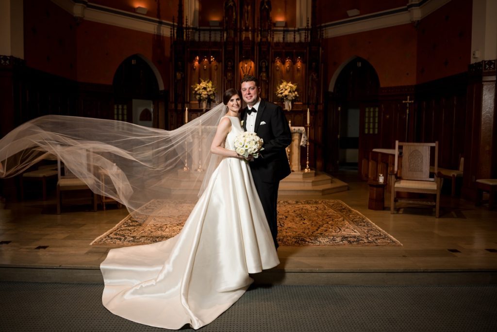 Couple portraits at the church in Marblehead, MA