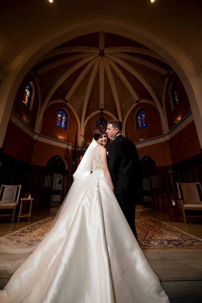 Couple portraits at the church in Marblehead, MA