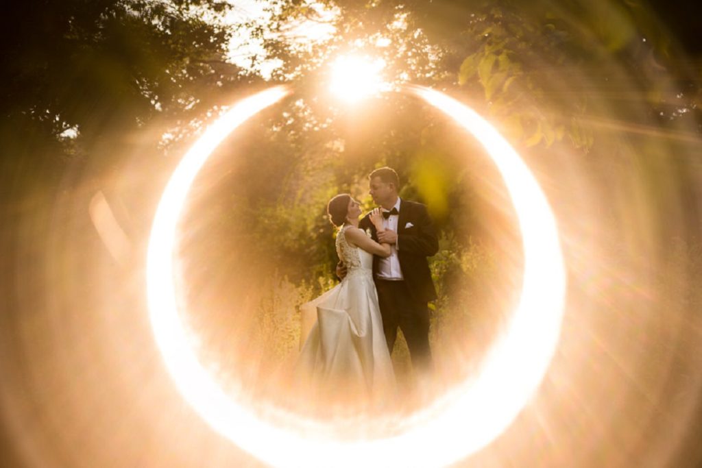 Ring of Fire wedding portrait