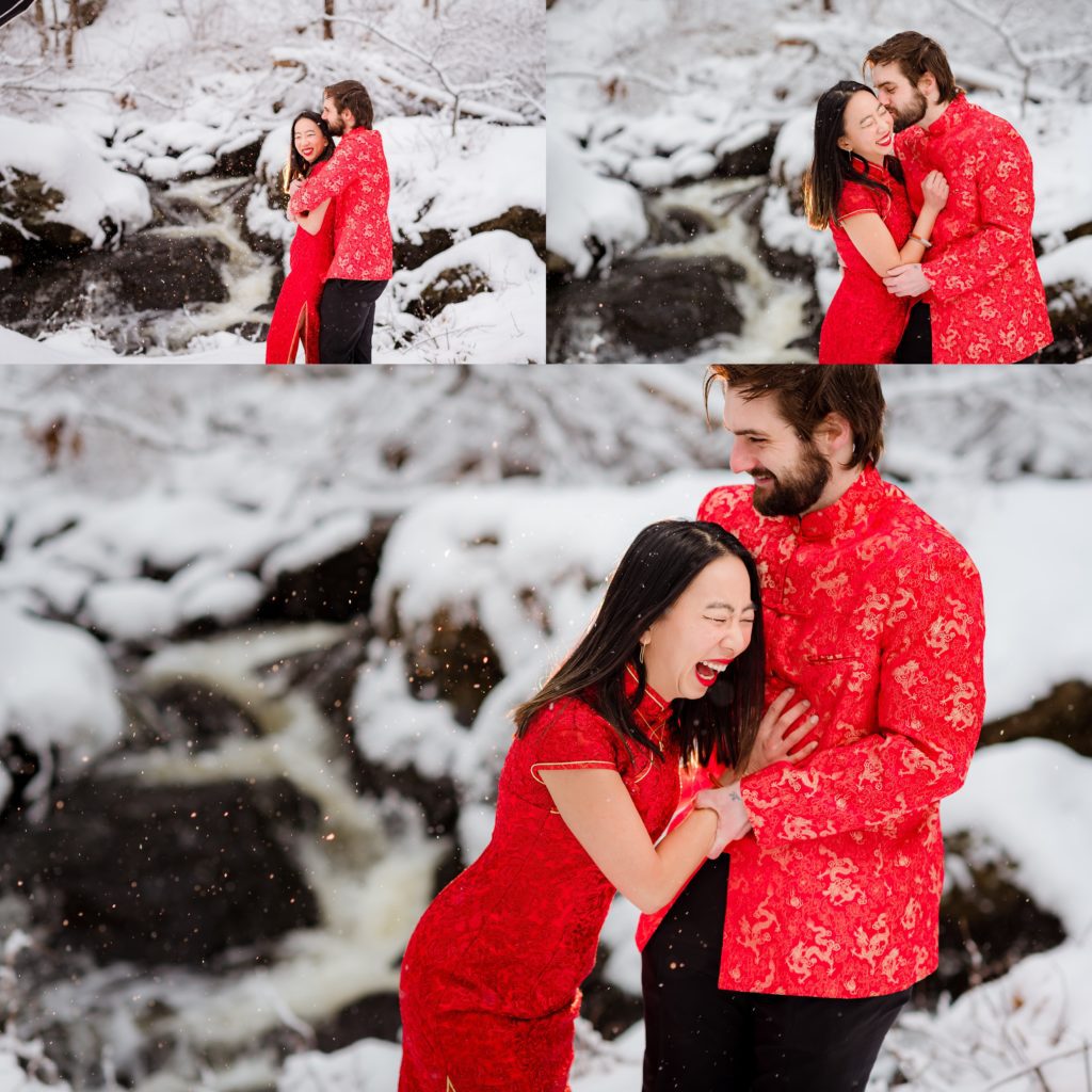 Winter snow engagement photos