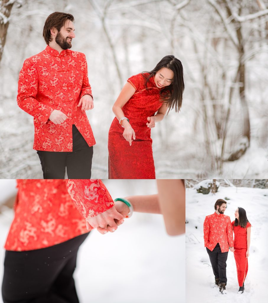 couple laughing during their engagement session