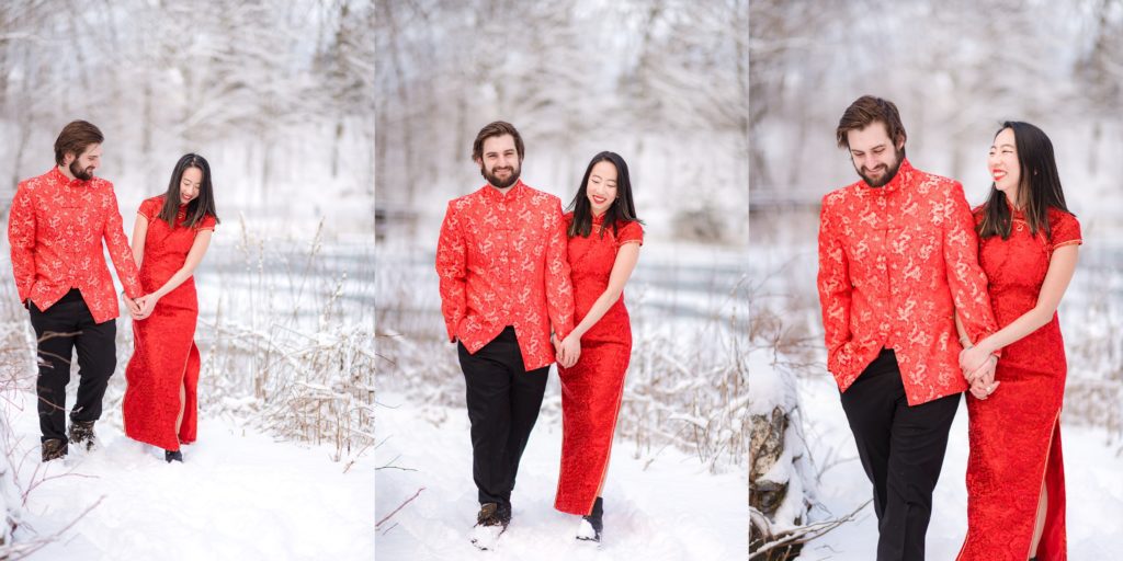 Couple holding hands while walking