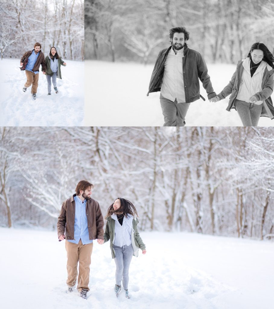 Boston Area Winter Engagement Photos in the Snow, Chelmsford, MA 