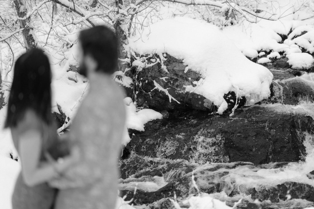 black and white engagement session photo