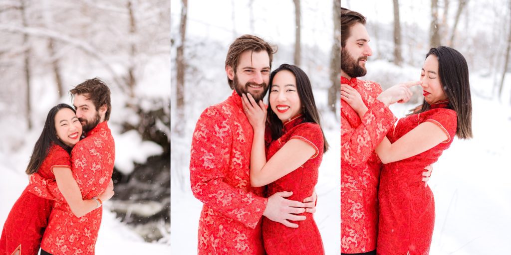 fiance and fiancee during engagement photography session