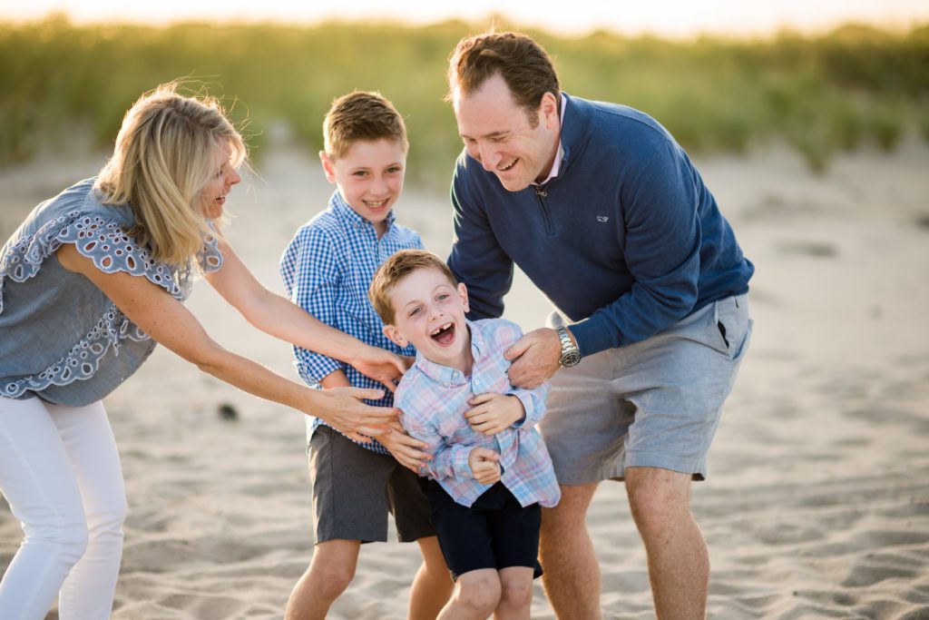 Playful family pictures on Cape Cod