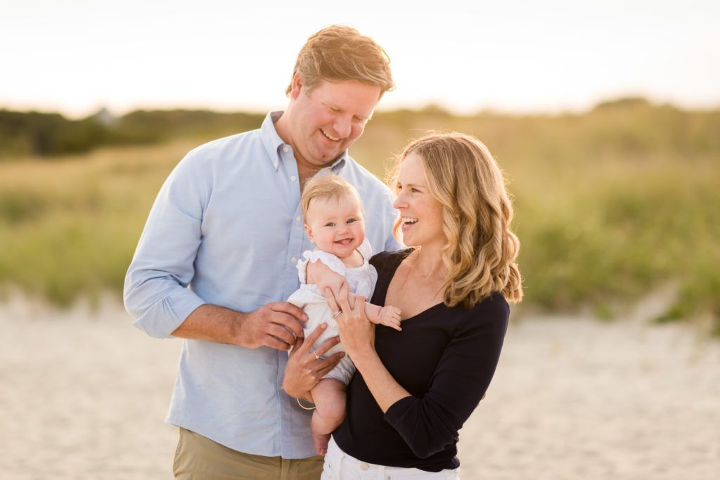 Classic family portrait on the beach in Cape Cod