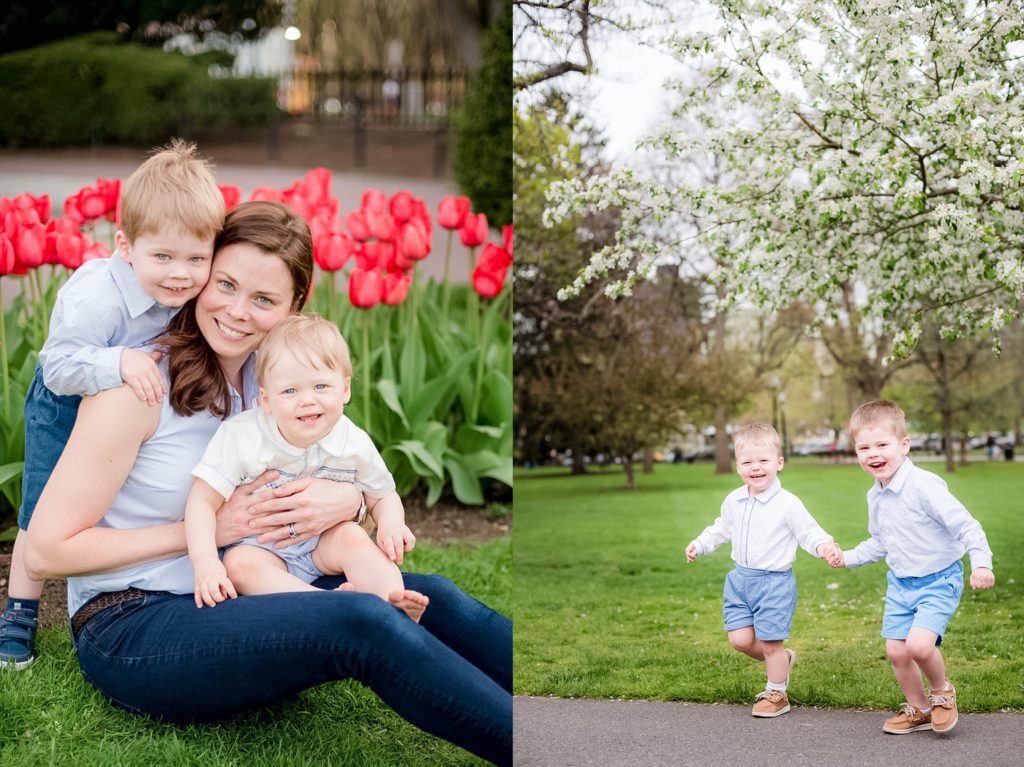 mommy and me session at the boston public gardens during tulip season. Spring outdoor photo session