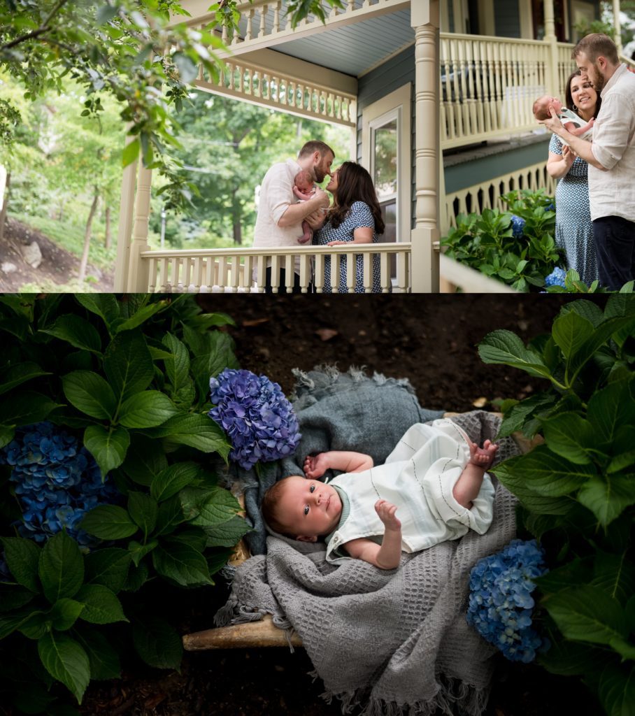 outdoor newborn photography at home in backyard. How to Prepare for a Newborn Photo Session